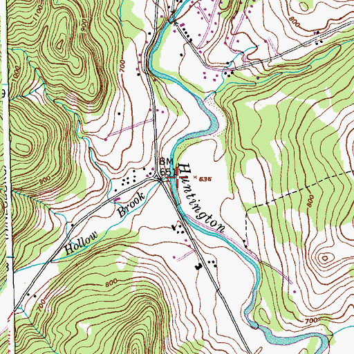 Topographic Map of Hollow Brook, VT