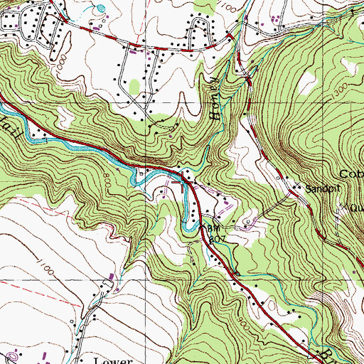 Topographic Map of Honey Brook, VT