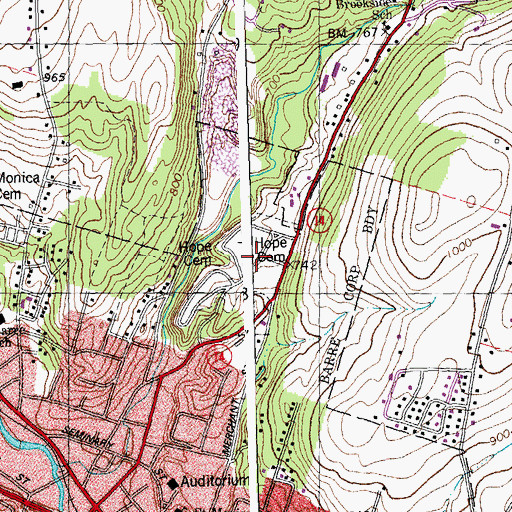 Topographic Map of Hope Cemetery, VT