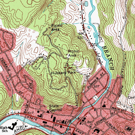 Topographic Map of Hubbard Park, VT