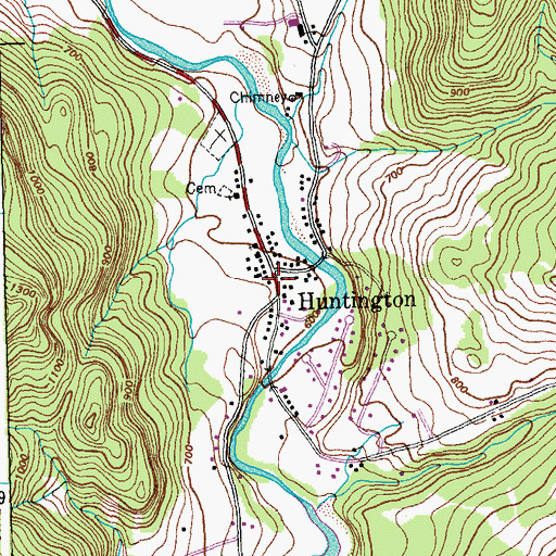 Topographic Map of Huntington, VT