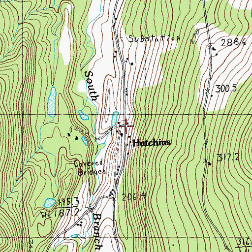 Topographic Map of Hutchins, VT