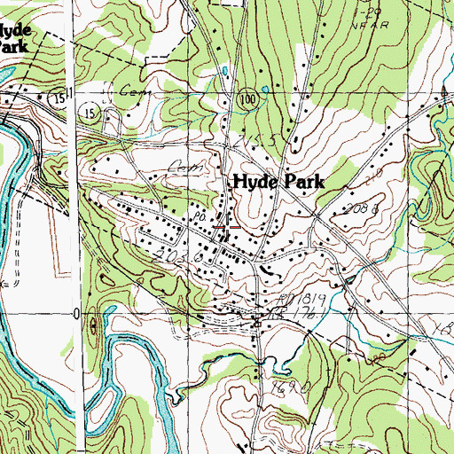 Topographic Map of Hyde Park, VT