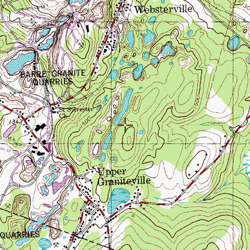 Topographic Map of Ibarre Granite Quarries, VT