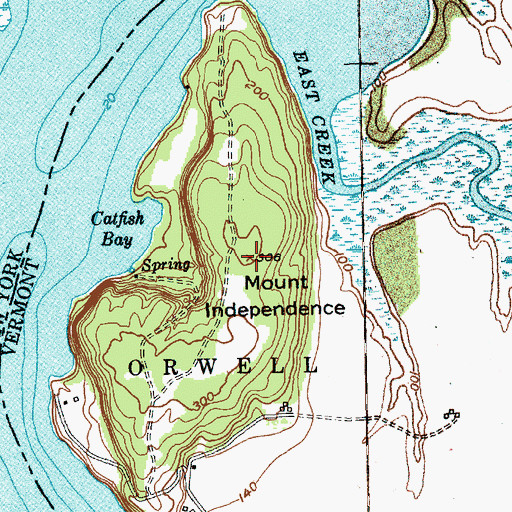 Topographic Map of Mount Independence, VT