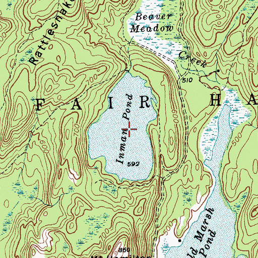 Topographic Map of Inman Pond, VT