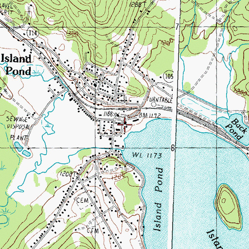 Topographic Map of Island Pond, VT