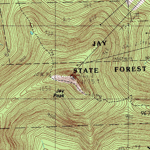 Topographic Map of Jay Peak, VT