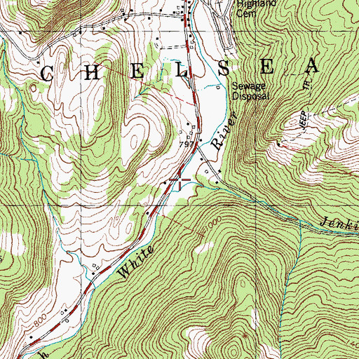 Topographic Map of Jenkins Brook, VT