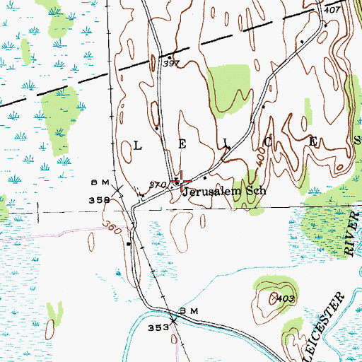 Topographic Map of Jerusalem School, VT