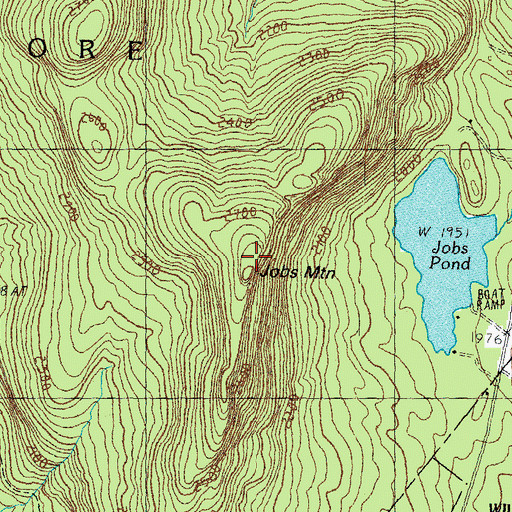 Topographic Map of Job Mountain, VT
