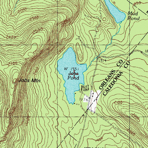 Topographic Map of Jobs Pond, VT