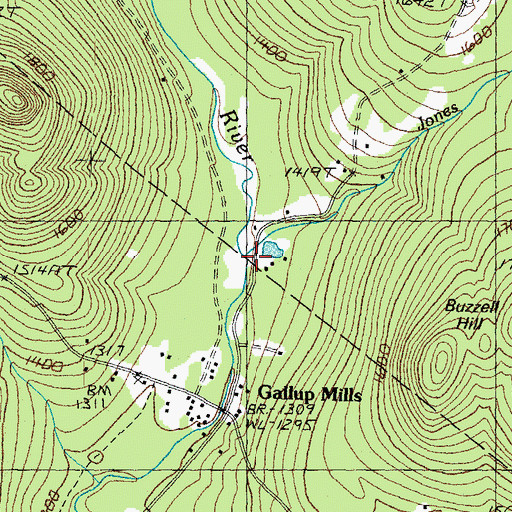 Topographic Map of Jones Brook, VT