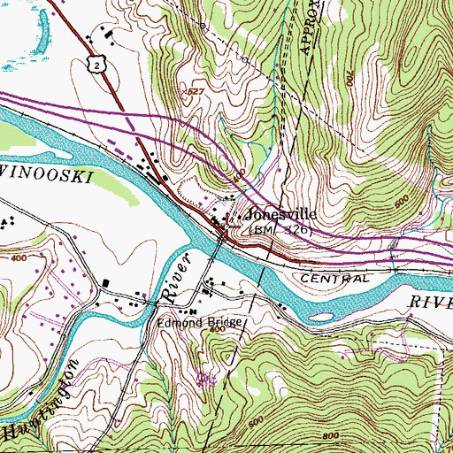 Topographic Map of Jonesville, VT