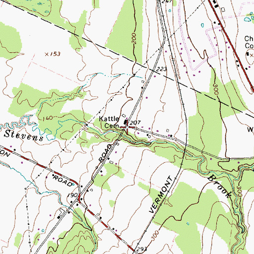 Topographic Map of Kattle Cemetery, VT