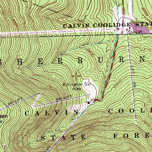 Topographic Map of Killington Ski Area, VT