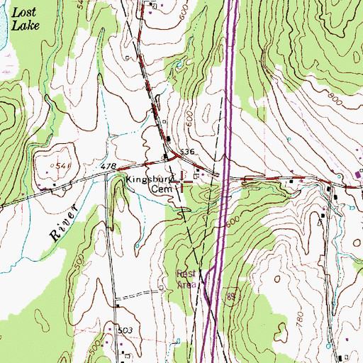 Topographic Map of Kingsbury Cemetery, VT