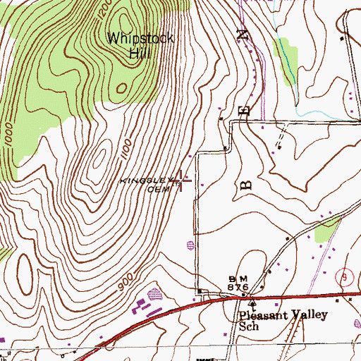 Topographic Map of Kingsley Cemetery, VT