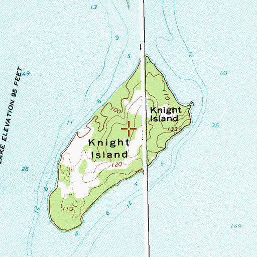 Topographic Map of Knight Island, VT