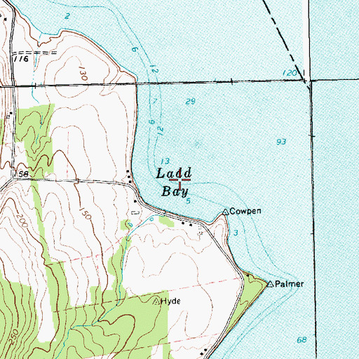 Topographic Map of Ladd Bay, VT