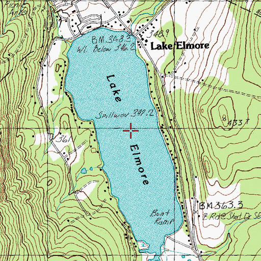 Topographic Map of Lake Elmore, VT