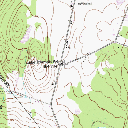 Topographic Map of Lake Iroquois School, VT