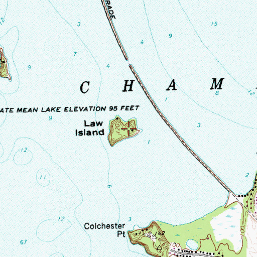 Topographic Map of Law Island, VT