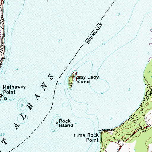 Topographic Map of Lazy Lady Island, VT