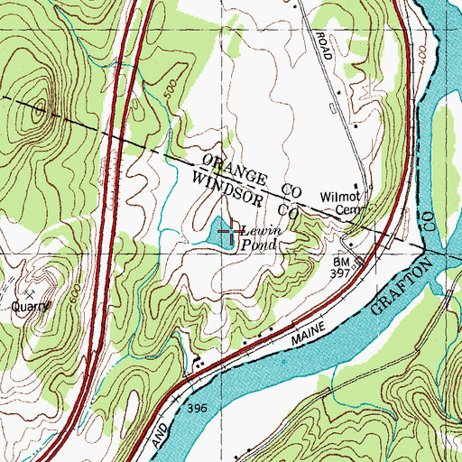 Topographic Map of Lewin Pond, VT