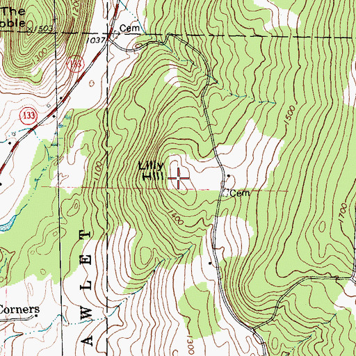 Topographic Map of Lily Hill, VT