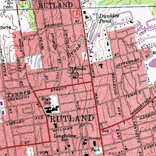 Topographic Map of Lincoln School, VT