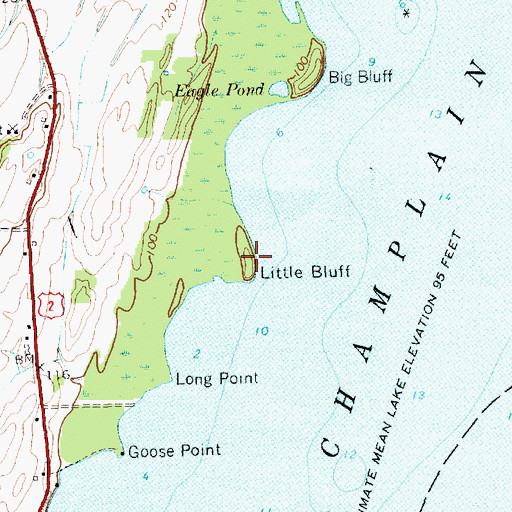Topographic Map of Little Bluff, VT