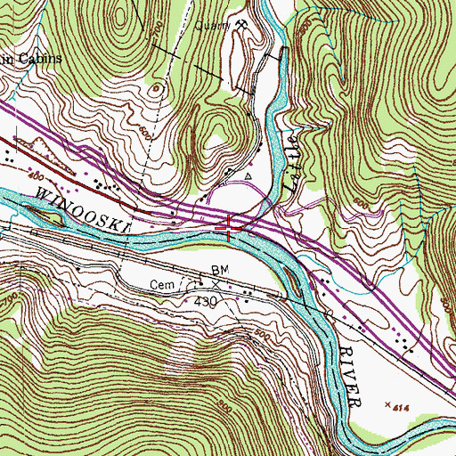 Topographic Map of Little River, VT