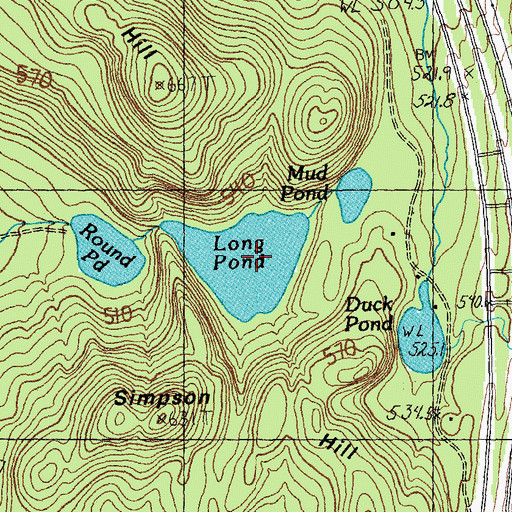 Topographic Map of Long Pond, VT