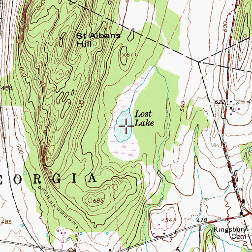 Topographic Map of Lost Lake, VT