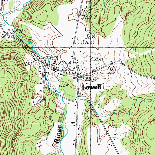 Topographic Map of Lowell, VT