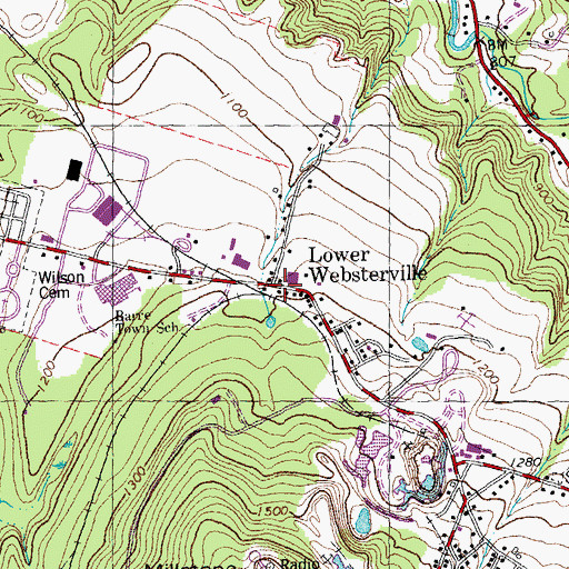 Topographic Map of Lower Websterville, VT