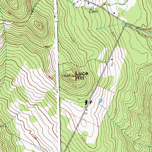 Topographic Map of Luce Hill, VT