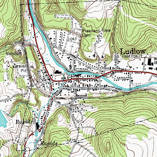 Topographic Map of Ludlow, VT