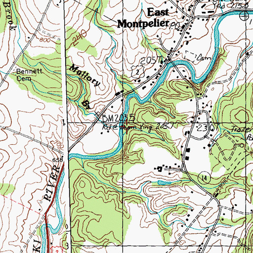 Topographic Map of Mallory Brook, VT