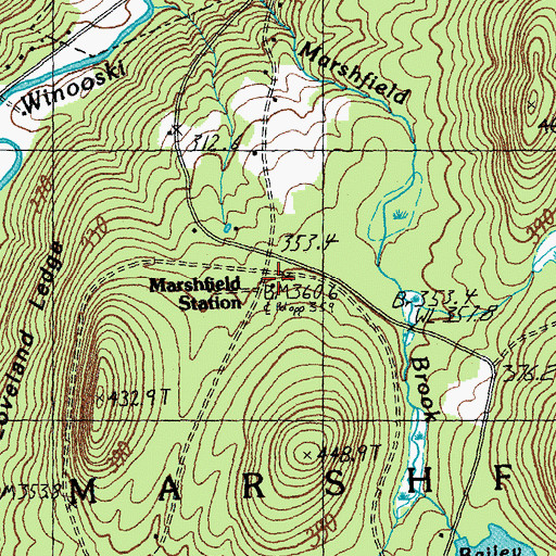 Topographic Map of Marshfield Station, VT