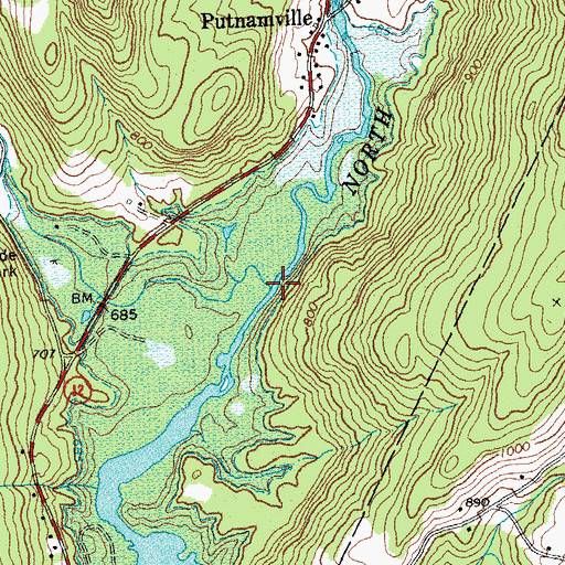 Topographic Map of Martins Brook, VT
