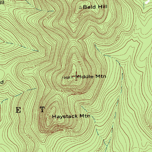 Topographic Map of Middle Mountain, VT