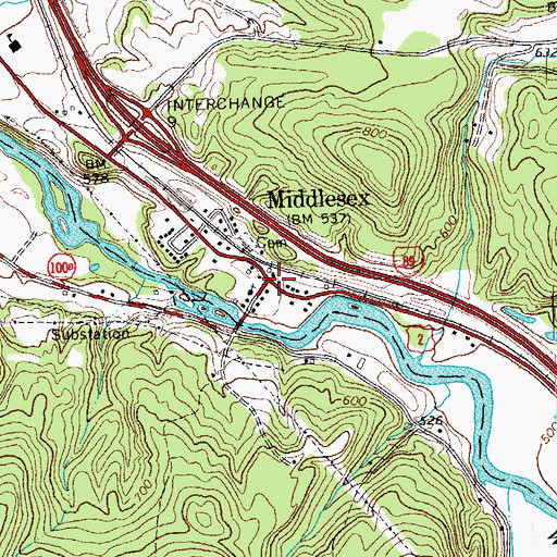 Topographic Map of Middlesex, VT