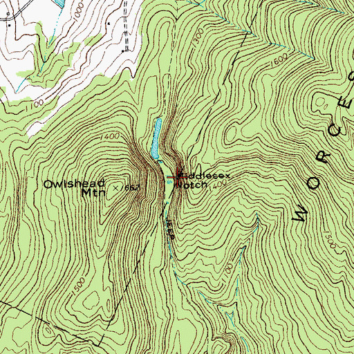 Topographic Map of Middlesex Notch, VT