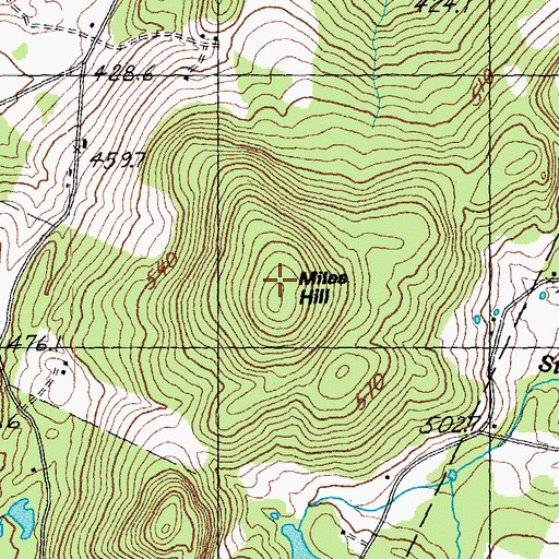 Topographic Map of Miles Hill, VT