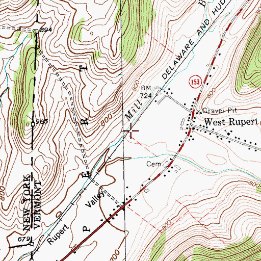 Topographic Map of Mill Brook, VT