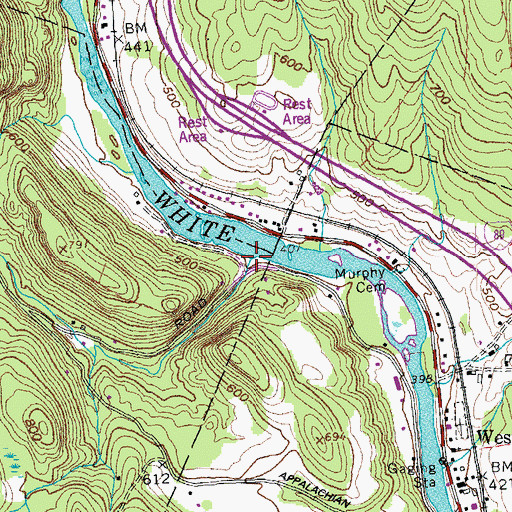 Topographic Map of Mill Brook, VT