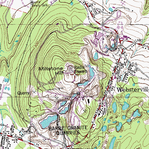 Topographic Map of Millstone Hill, VT