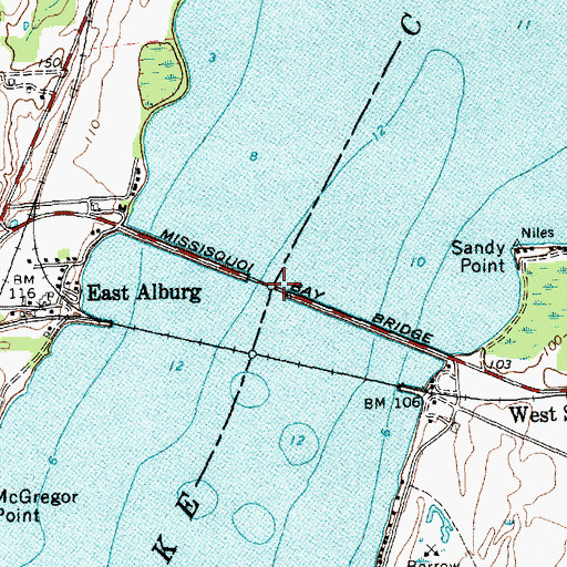 Topographic Map of Missisquoi Bay Bridge, VT